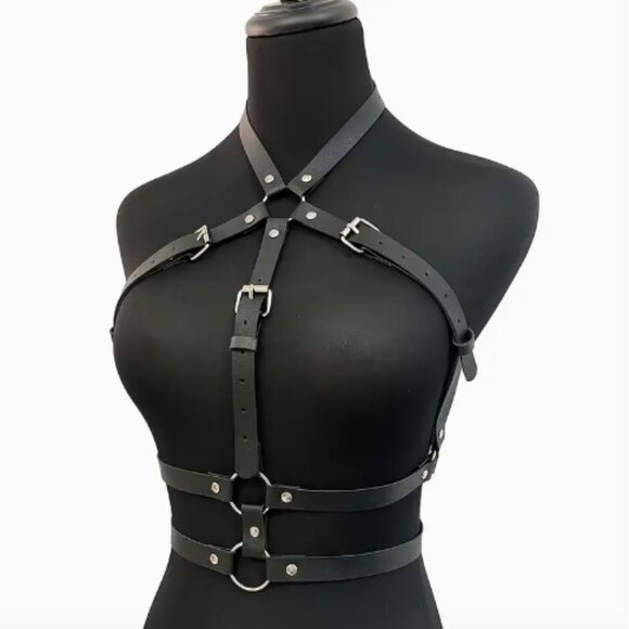 PU Leather Buckle Double Layer Harness Belt - Picture 2 of 5